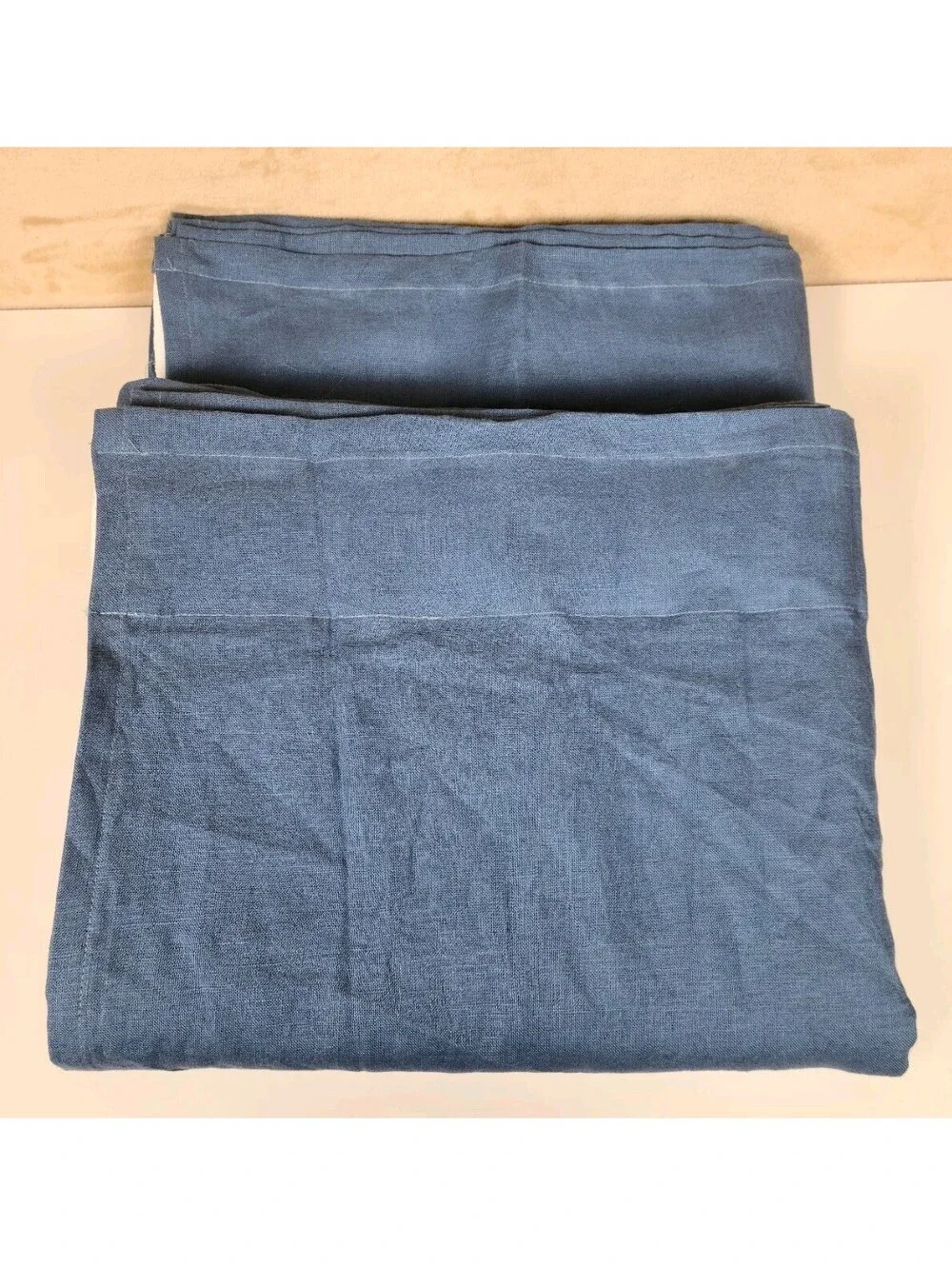 IKEA Aina Solid Blue 100% Linen Pair of Curtains 57 X 98